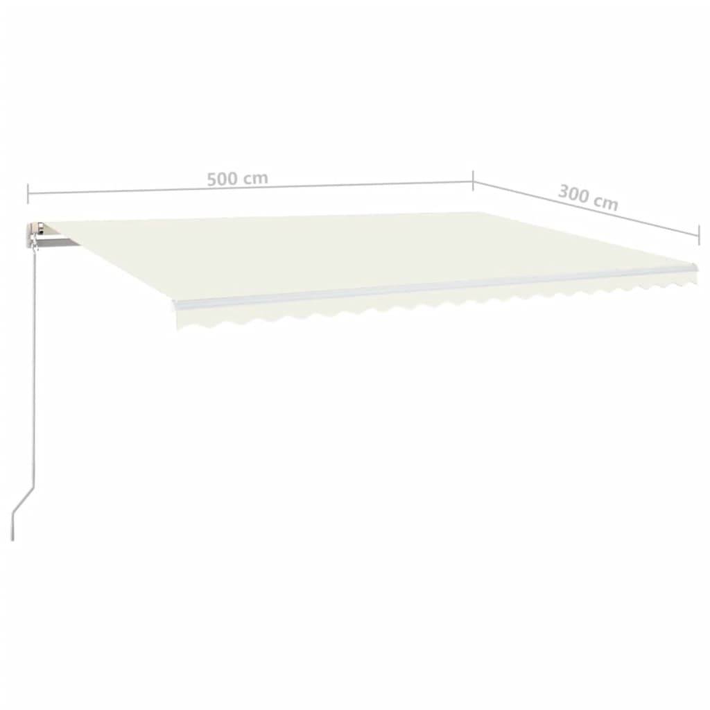 vidaXL Markise Manuell Einziehbar mit LED 500x300 cm Creme