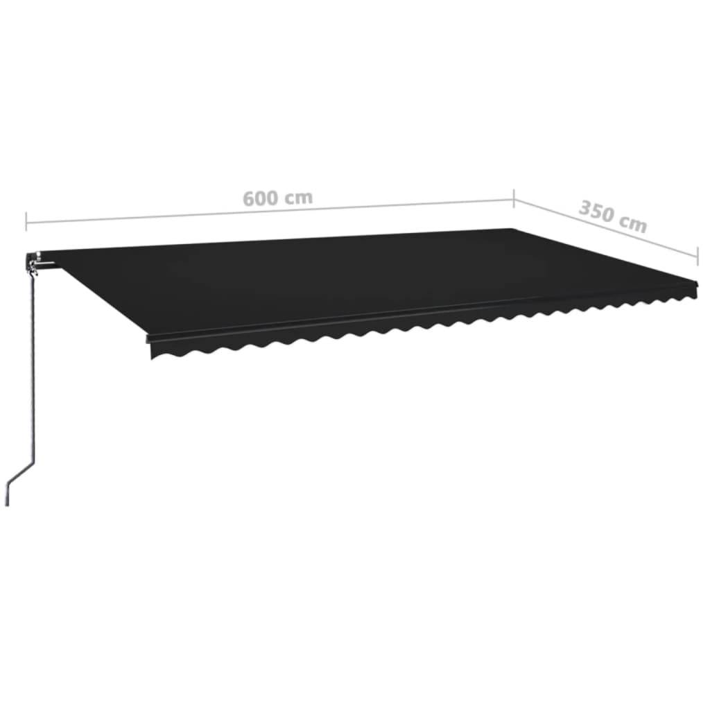 vidaXL Markise Manuell Einziehbar mit LED 600x350 cm Anthrazit