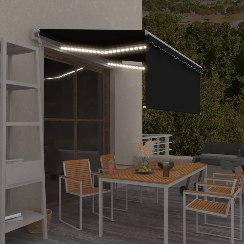 vidaXL Markise Automatisch mit Rollo LED Windsensor 3x2,5 m Anthrazit
