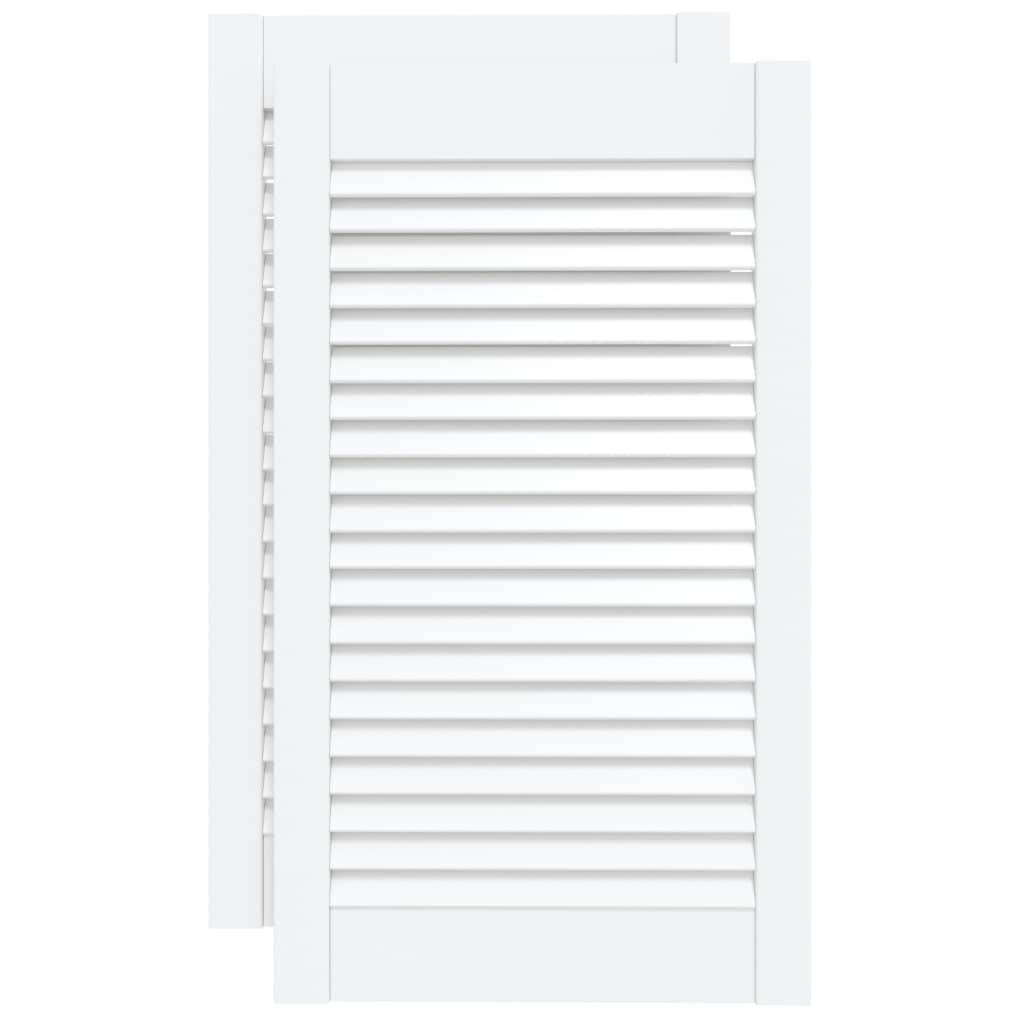 vidaXL Schranktüren Lamellen-Design 2 Stk. Weiß 69x39,4 cm Massivholz