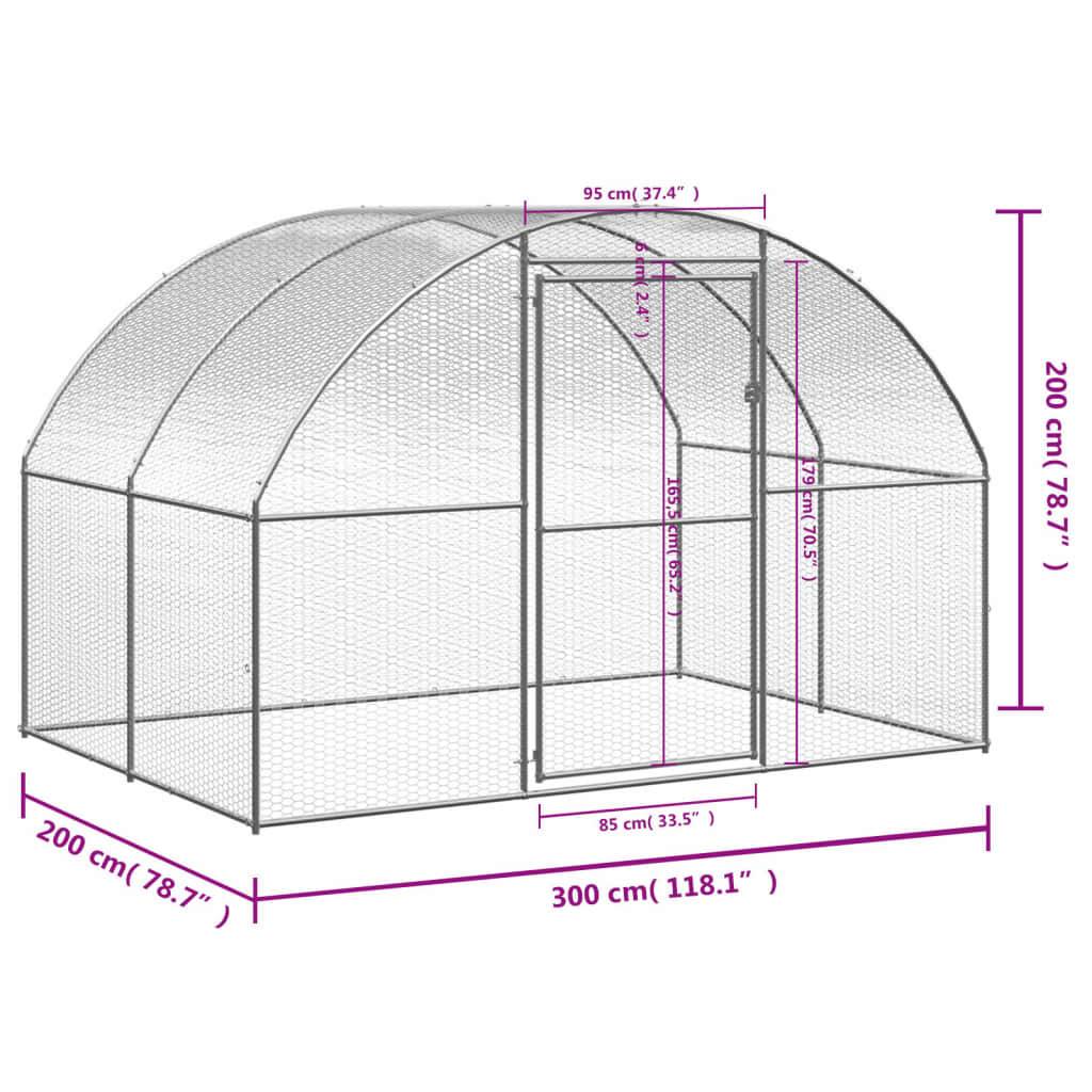 vidaXL Outdoor-Hühnerstall 3x2x2 m Verzinkter Stahl