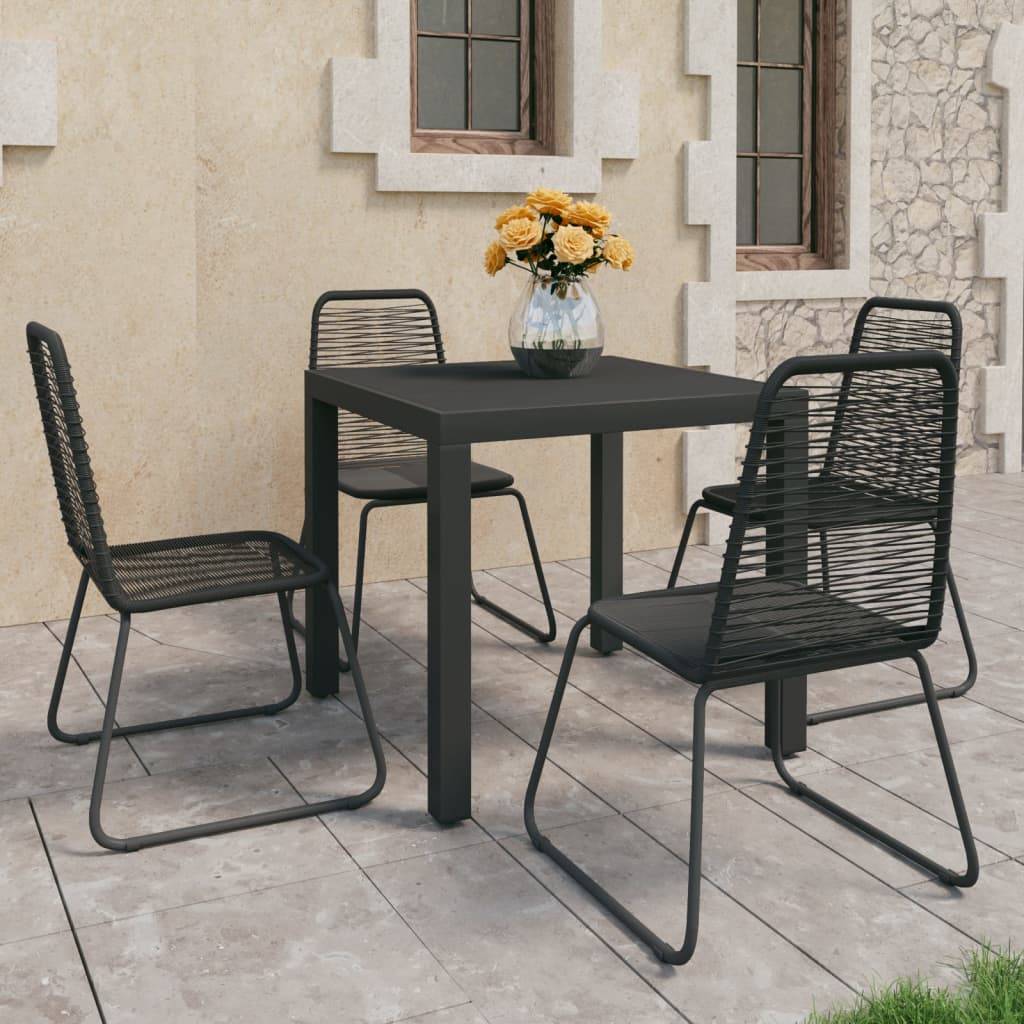 vidaXL 5-tlg. Garten-Essgruppe PVC Rattan Schwarz