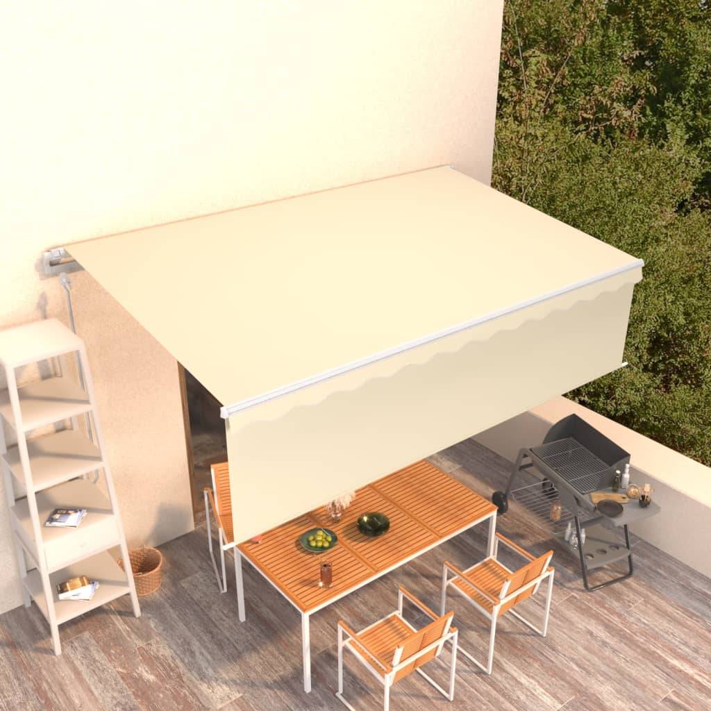 vidaXL Markise Automatisch Einziehbar mit Volant 5x3 m Creme