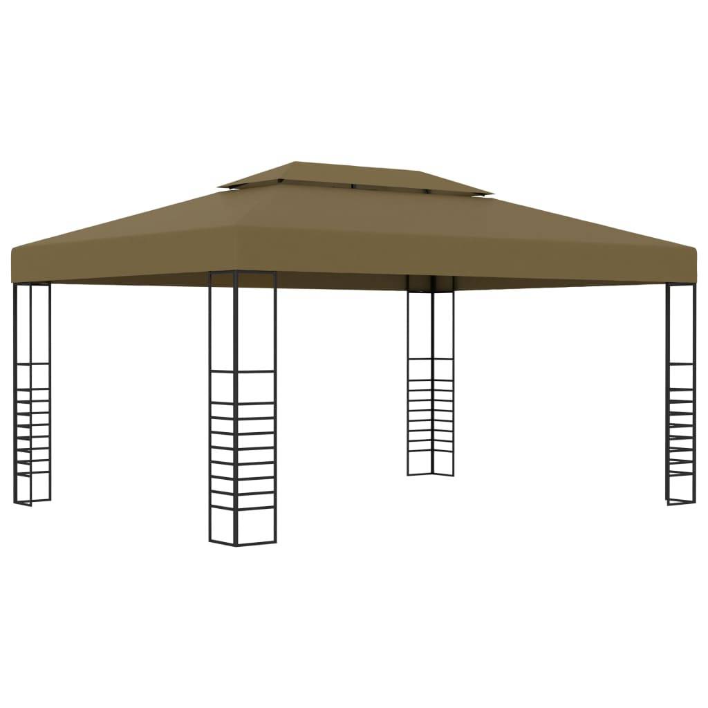 vidaXL Pavillon mit LED-Lichterkette 3x4 m Taupe