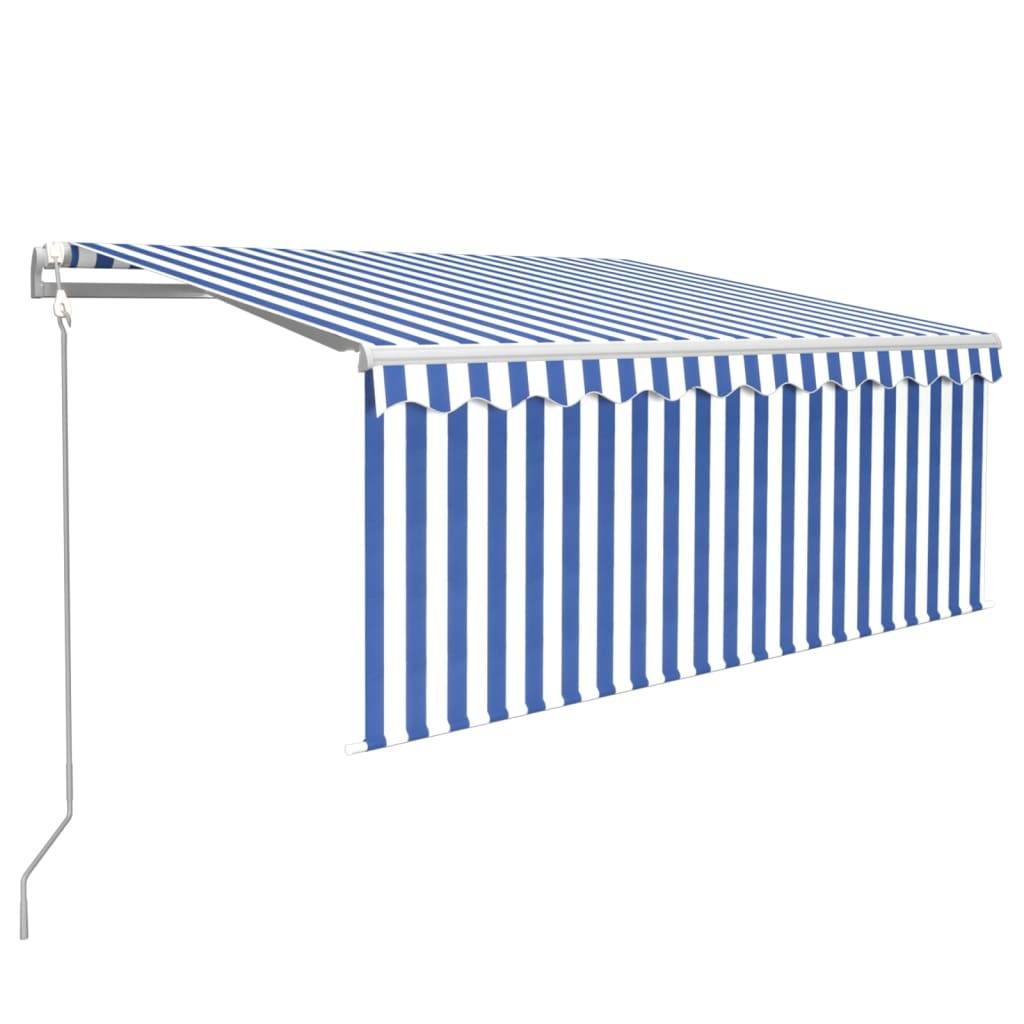 vidaXL Markise Automatisch mit Rollo LED Windsensor 3x2,5 Blau & Weiß