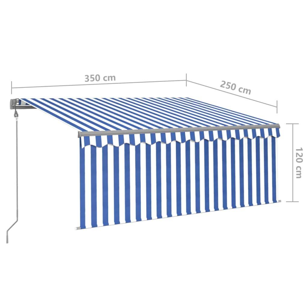 vidaXL Markise Automatisch Einziehbar mit Volant 3,5x2,5 m Blau & Weiß