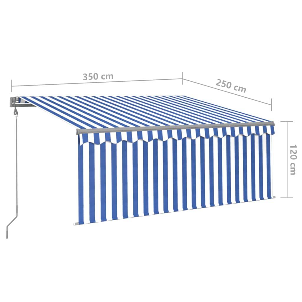 vidaXL Markise Automatisch mit Rollo LED Windsensor 3,5x2,5m Blau Weiß