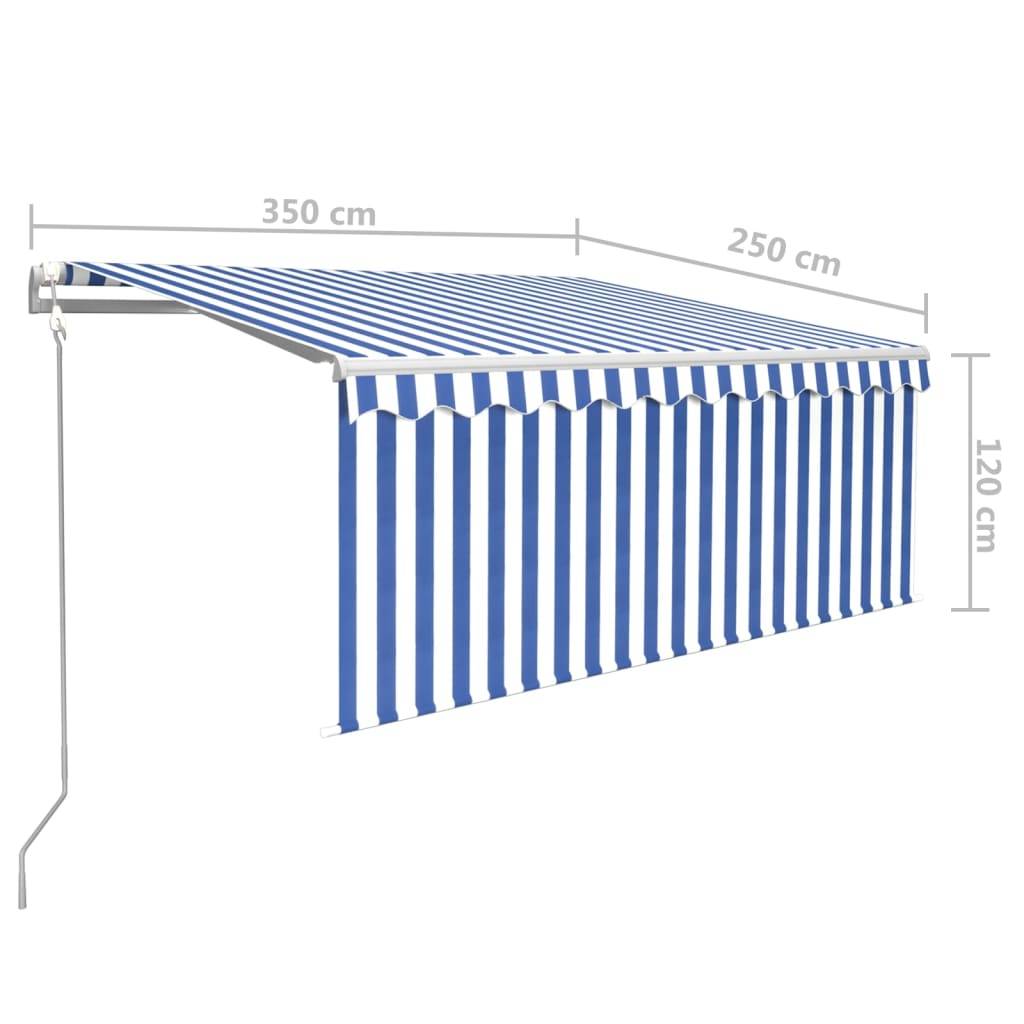 vidaXL Markise Automatisch mit Rollo LED Windsensor 3,5x2,5m Blau Weiß