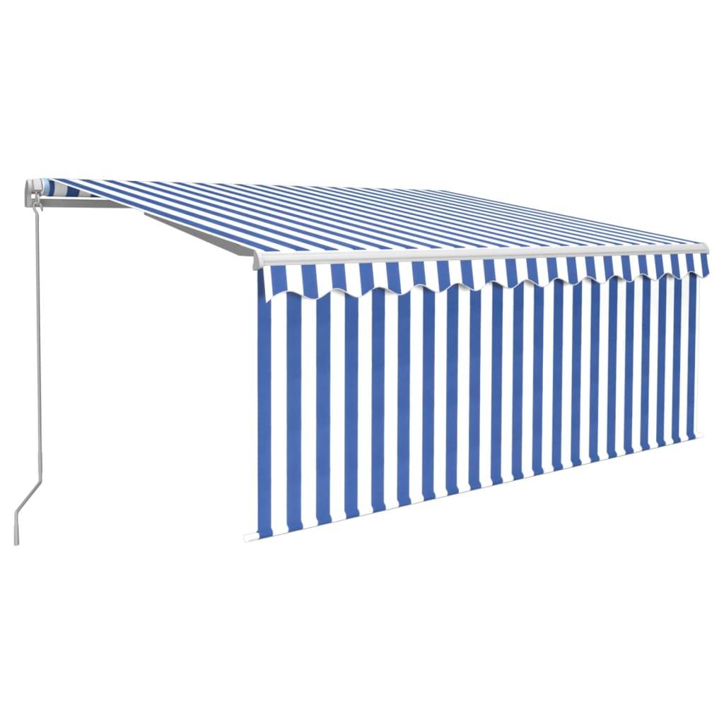 vidaXL Markise Manuell Einziehbar mit Rollo LED 3,5x2,5m Blau Weiß