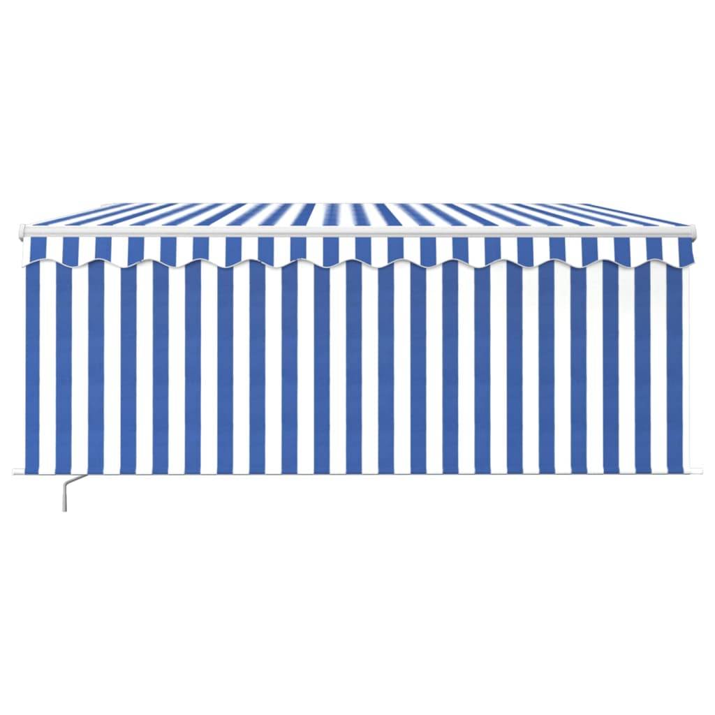 vidaXL Markise Manuell Einziehbar mit Rollo LED 3,5x2,5m Blau Weiß