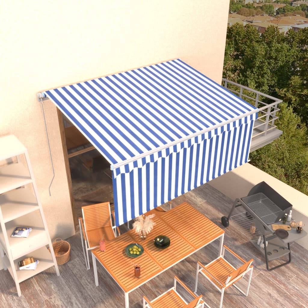 vidaXL Markise Manuell Einziehbar mit Rollo 3,5x2,5m Blau & Weiß