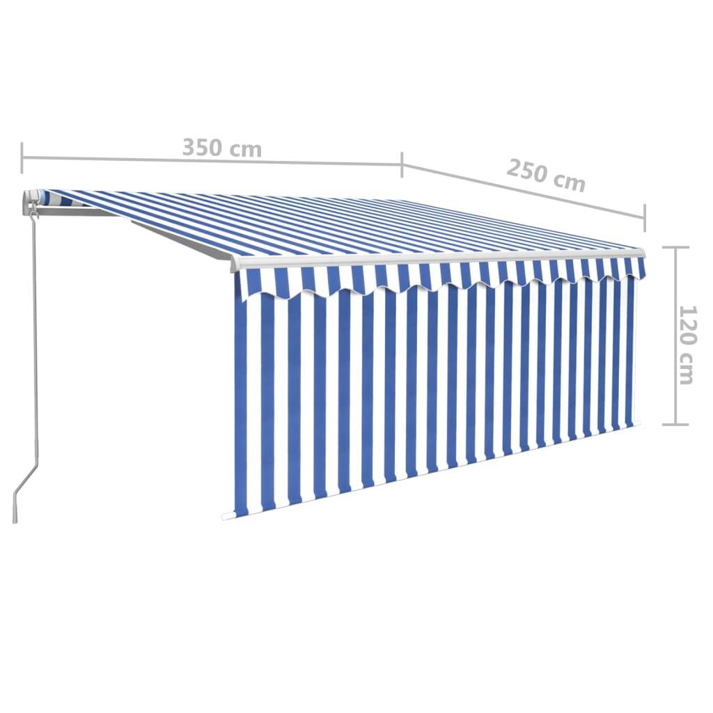 vidaXL Markise Manuell Einziehbar mit Rollo 3,5x2,5m Blau & Weiß