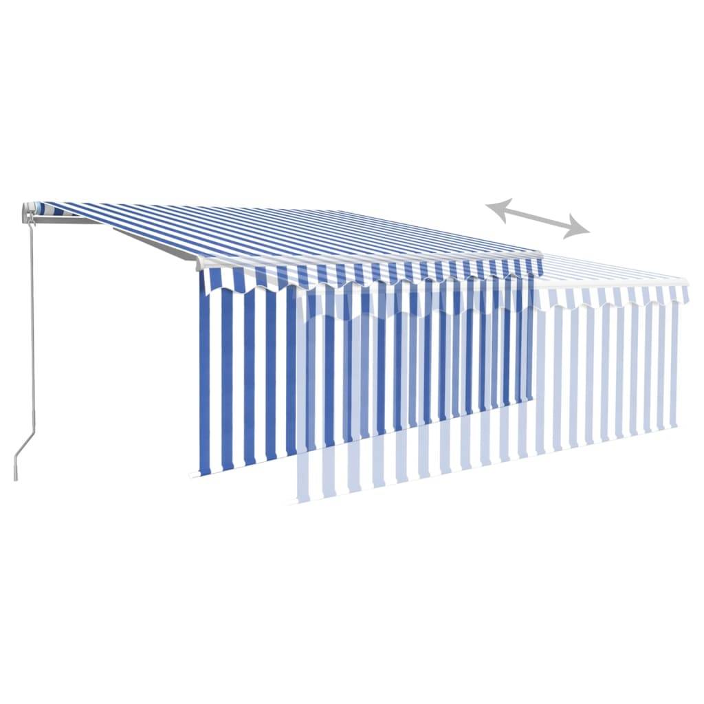 vidaXL Markise Manuell Einziehbar mit Rollo LED 3,5x2,5m Blau Weiß