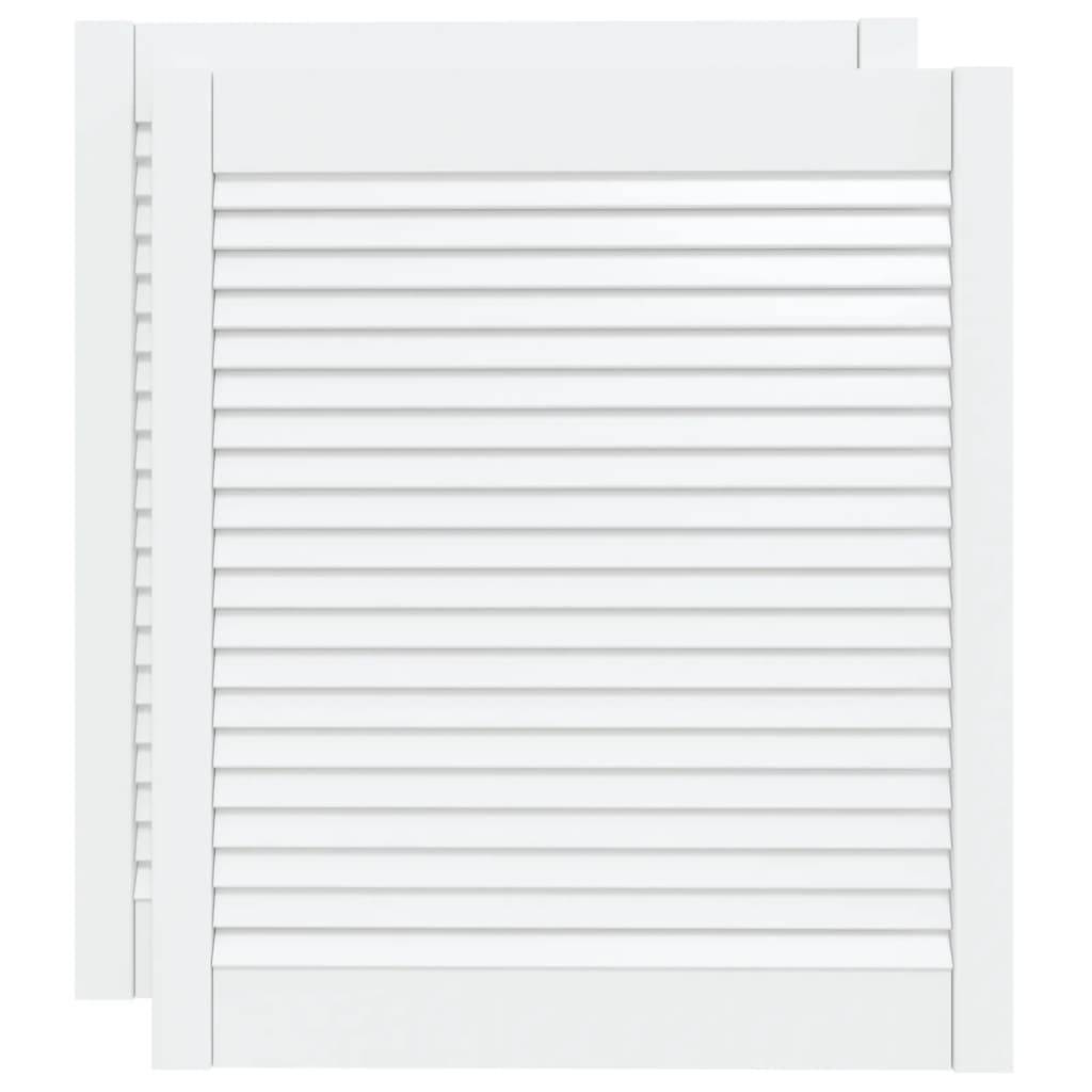 vidaXL Schranktüren Lamellen-Design 2 Stk. Weiß 69x59,4 cm Massivholz
