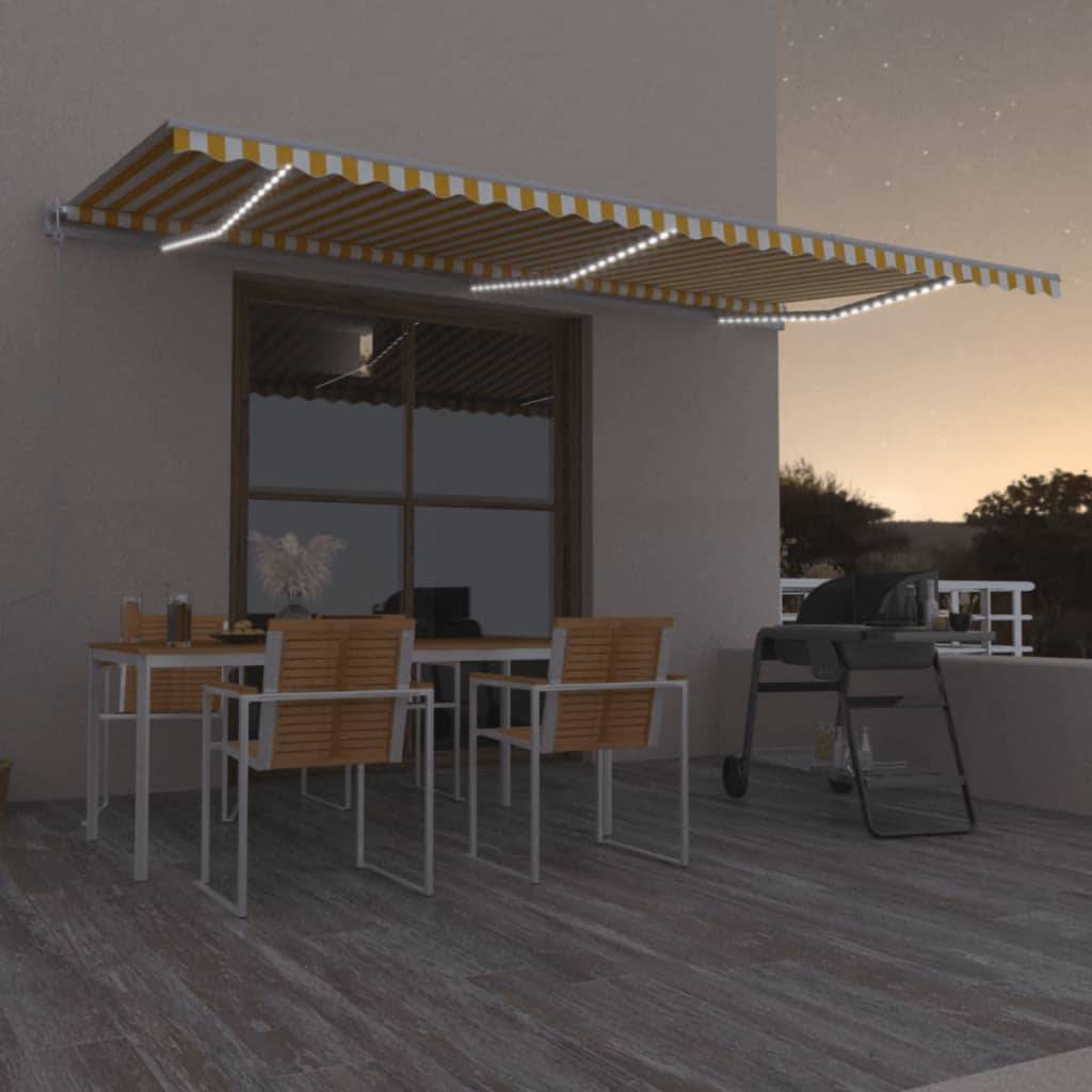 vidaXL Automatische Markise mit LED & Windsensor 600x300 cm Gelb/Weiß