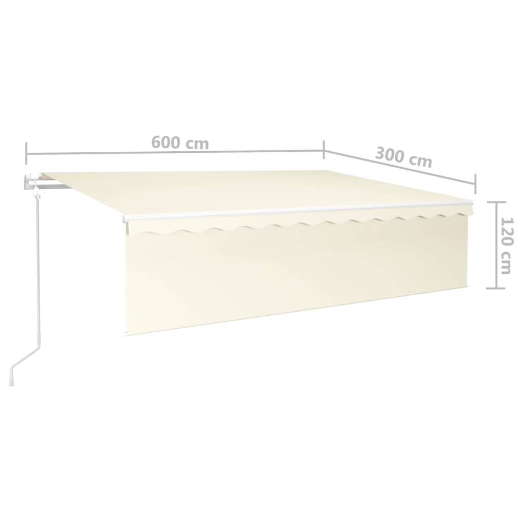 vidaXL Markise Automatisch mit Rollo LED Windsensor 6x3 m Creme