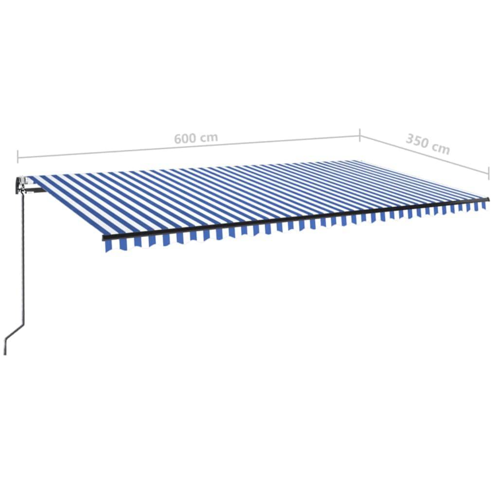vidaXL Automatische Markise mit LED & Windsensor 600x350 Blau und Weiß
