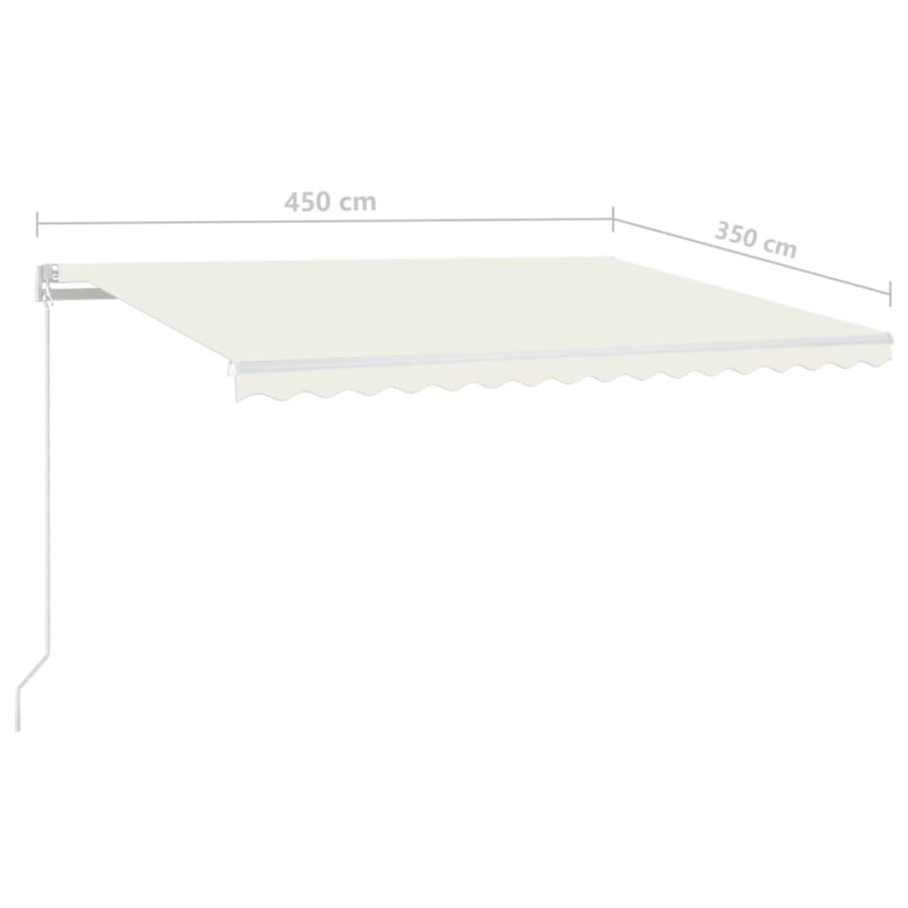 vidaXL Markise Manuell Einziehbar mit LED 450x350 cm Creme