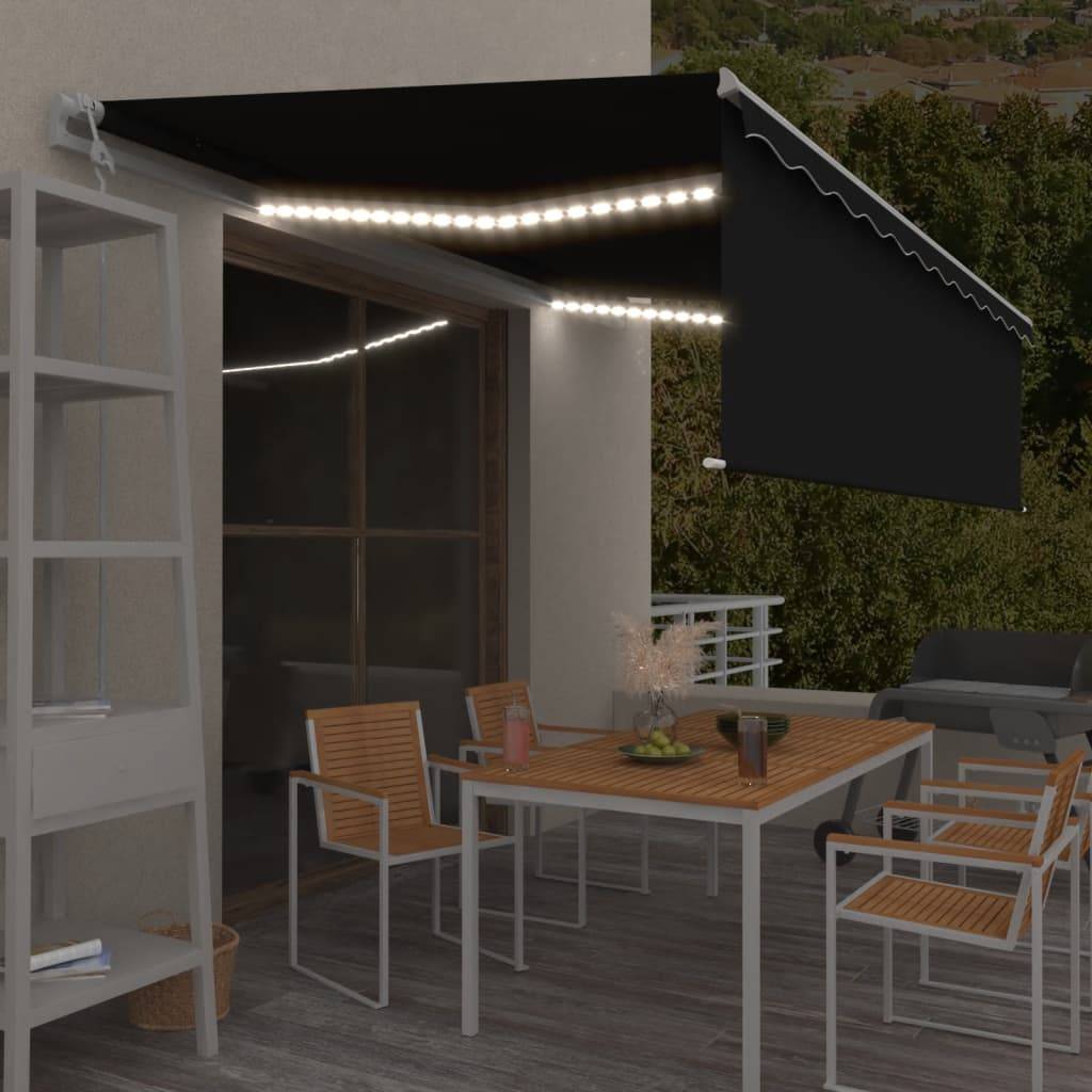 vidaXL Markise Automatisch mit Rollo LED Windsensor 5x3m Anthrazit