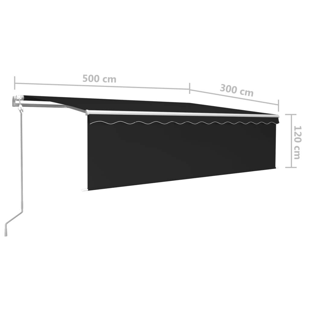 vidaXL Markise Automatisch mit Rollo LED Windsensor 5x3m Anthrazit