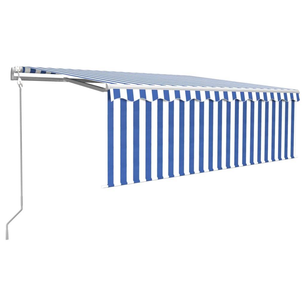 vidaXL Markise Automatisch mit Rollo LED Windsensor 4,5x3m Blau Weiß