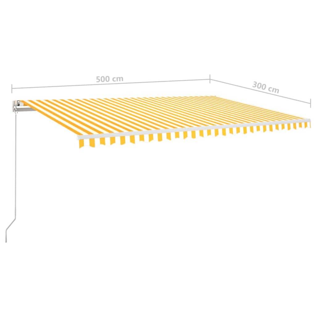 vidaXL Automatische Markise mit LED Windsensor 500x300 cm Gelb/Weiß