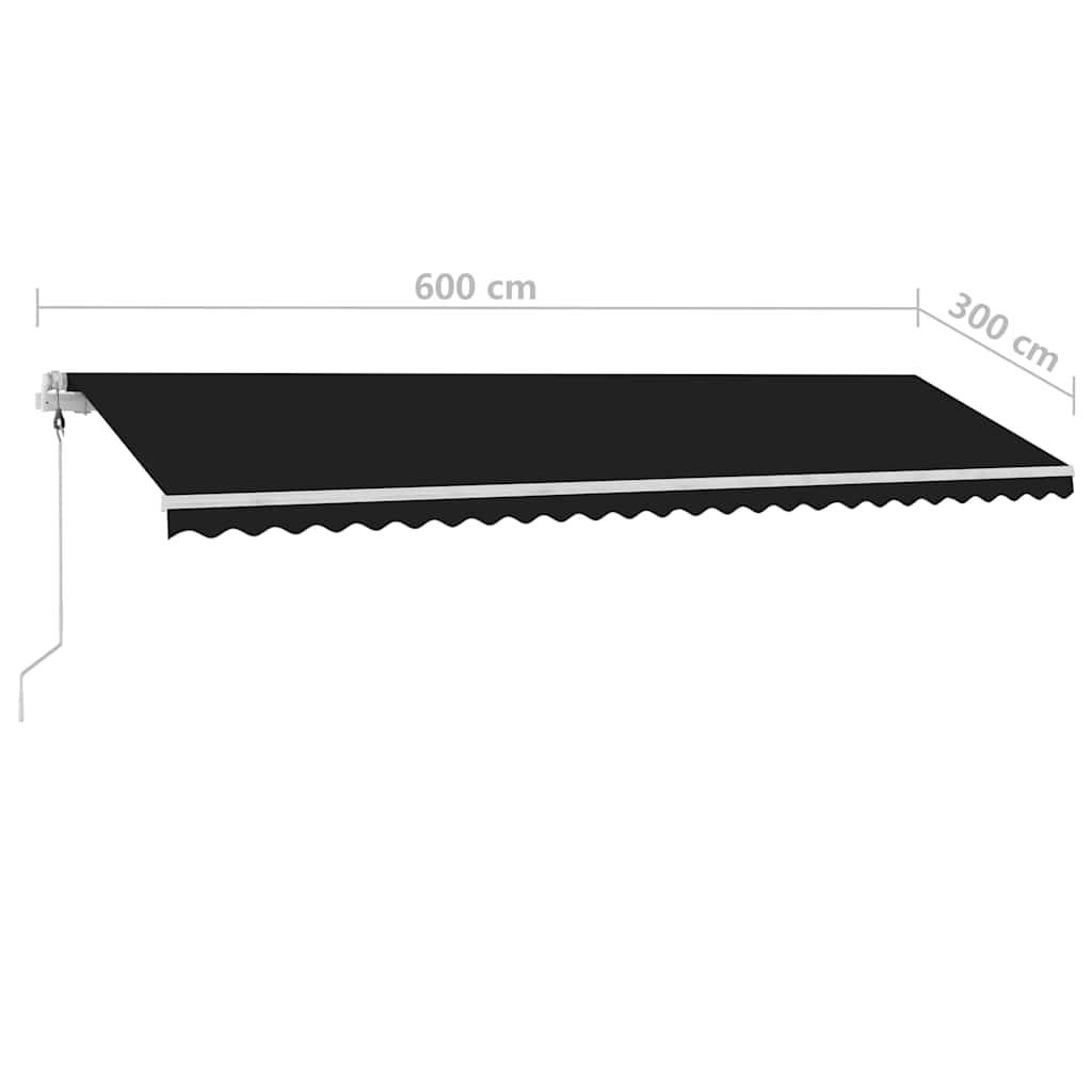 vidaXL Automatische Markise mit LED &amp; Windsensor 600x300 cm Anthrazit