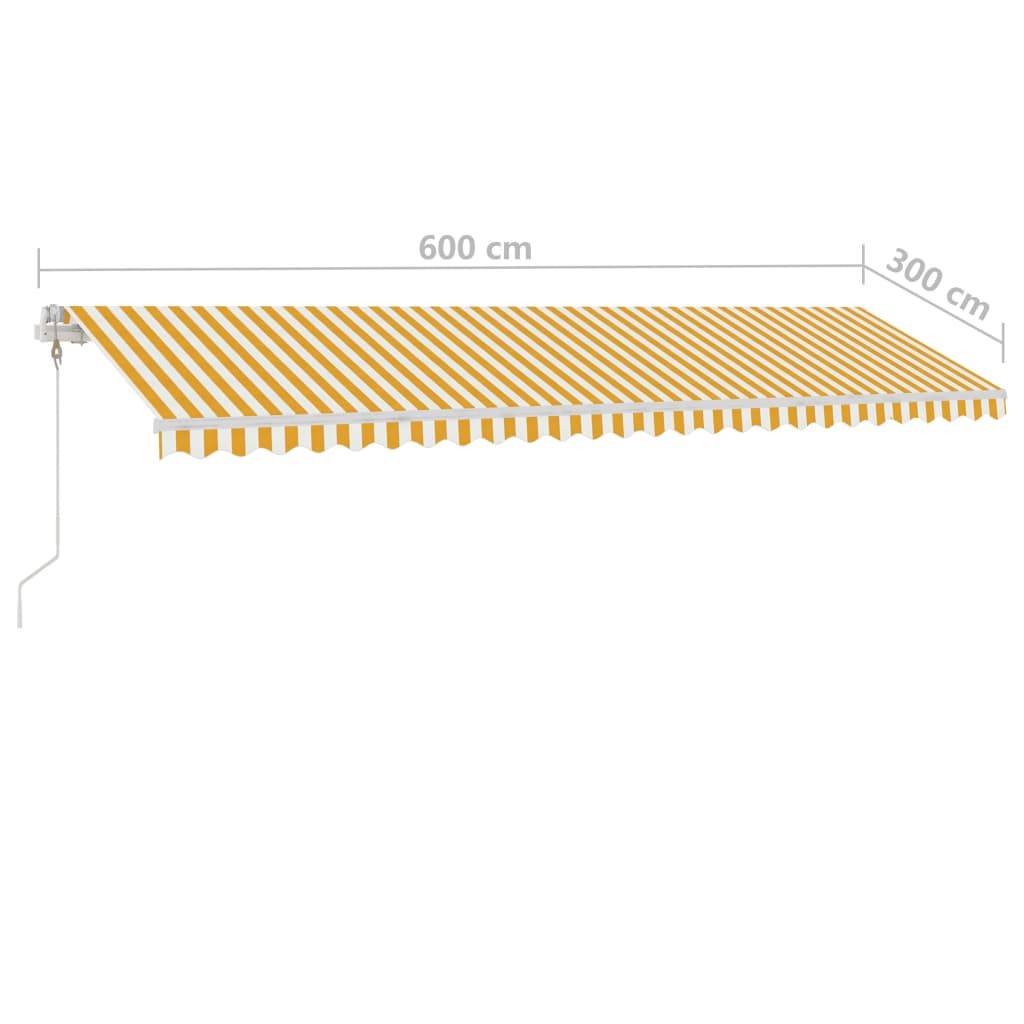 vidaXL Standmarkise Automatisch 600x300 cm Gelb/Weiß