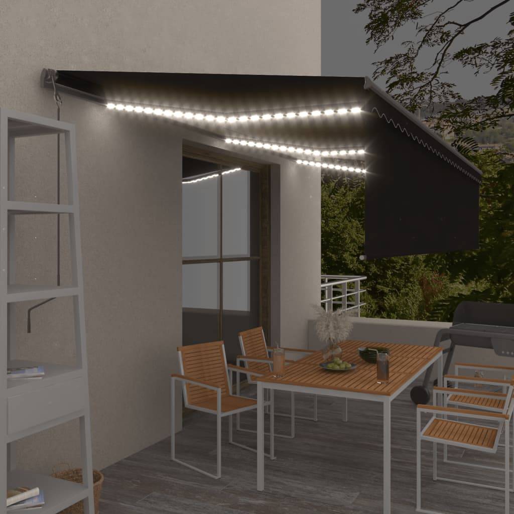vidaXL Markise Automatisch mit Rollo LED Windsensor 6x3m Anthrazit