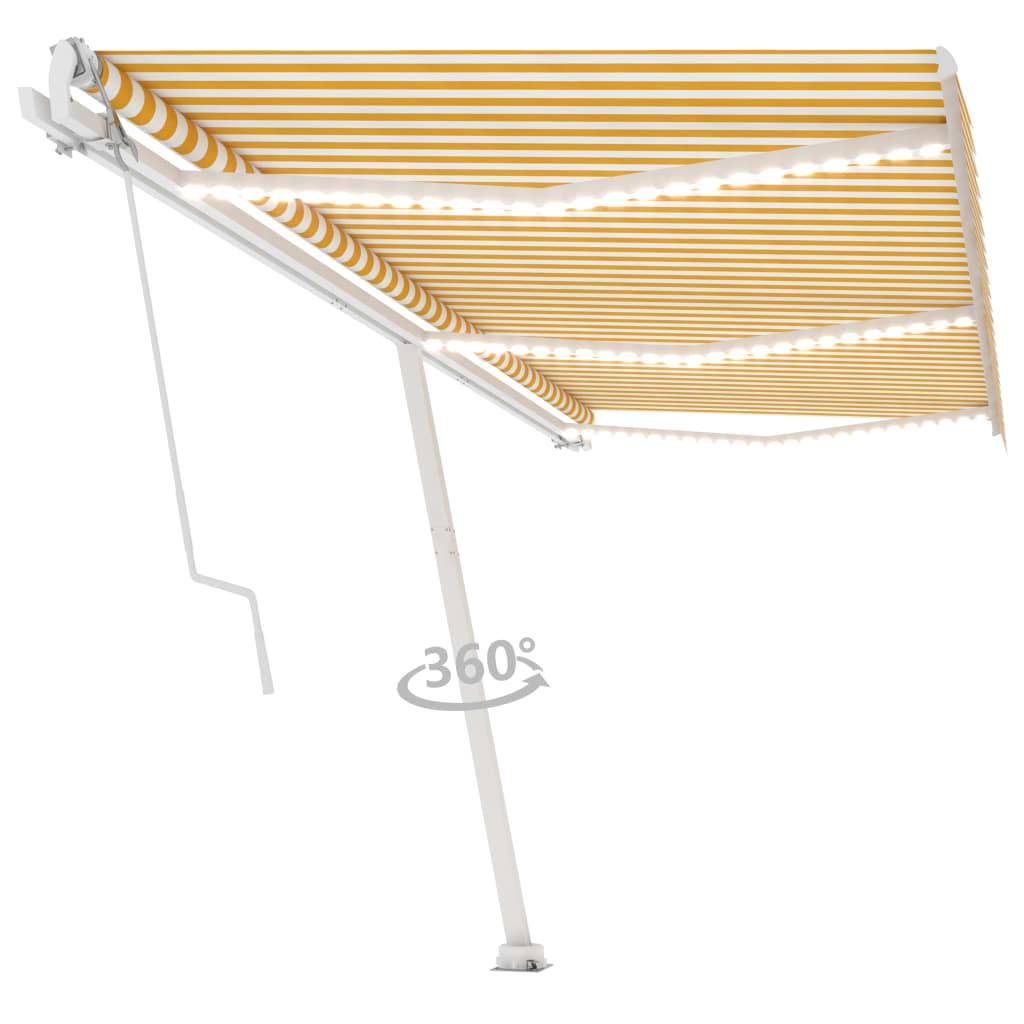 vidaXL Automatische Markise mit LED &amp; Windsensor 600x300 cm Gelb/Weiß