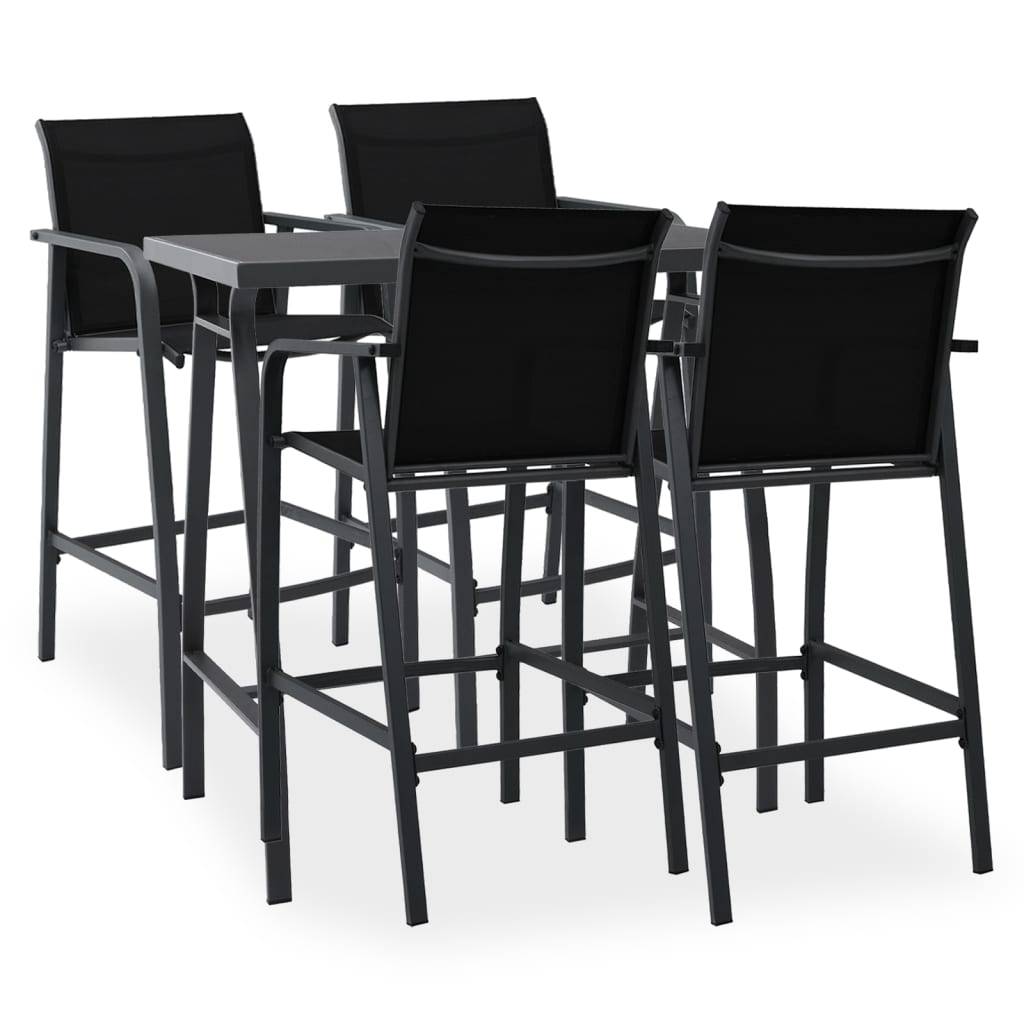 vidaXL 5-tlg. Gartenbar-Set Schwarz
