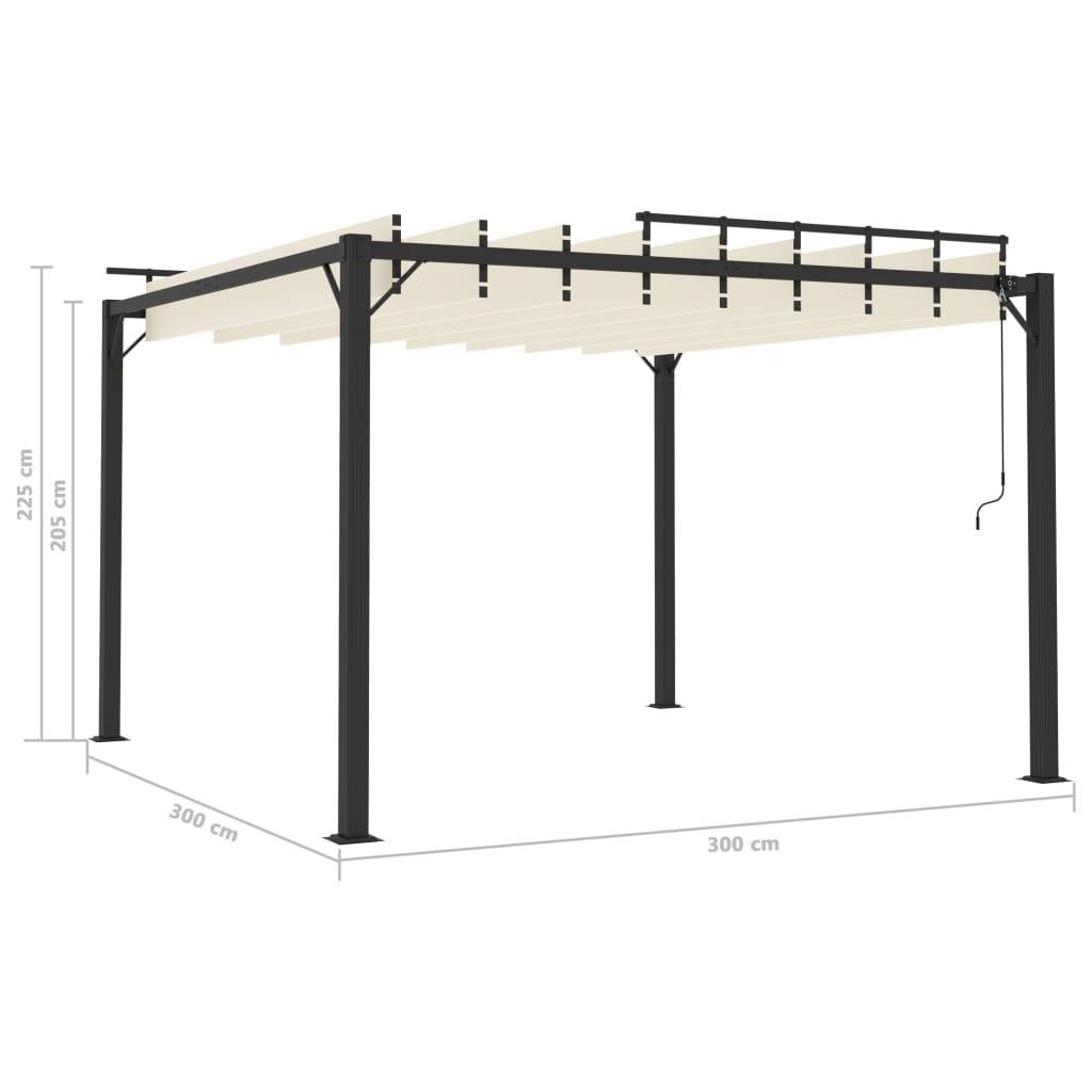 vidaXL Pergola mit Lamellendach 3x3 m Creme Stoff und Aluminium