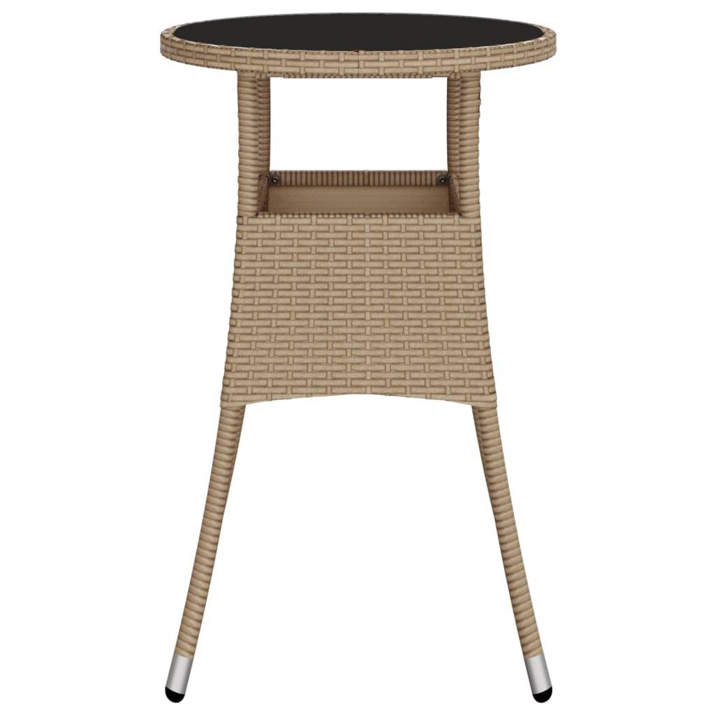 vidaXL Gartentisch Ø60x75 cm Hartglas und Poly Rattan Beige