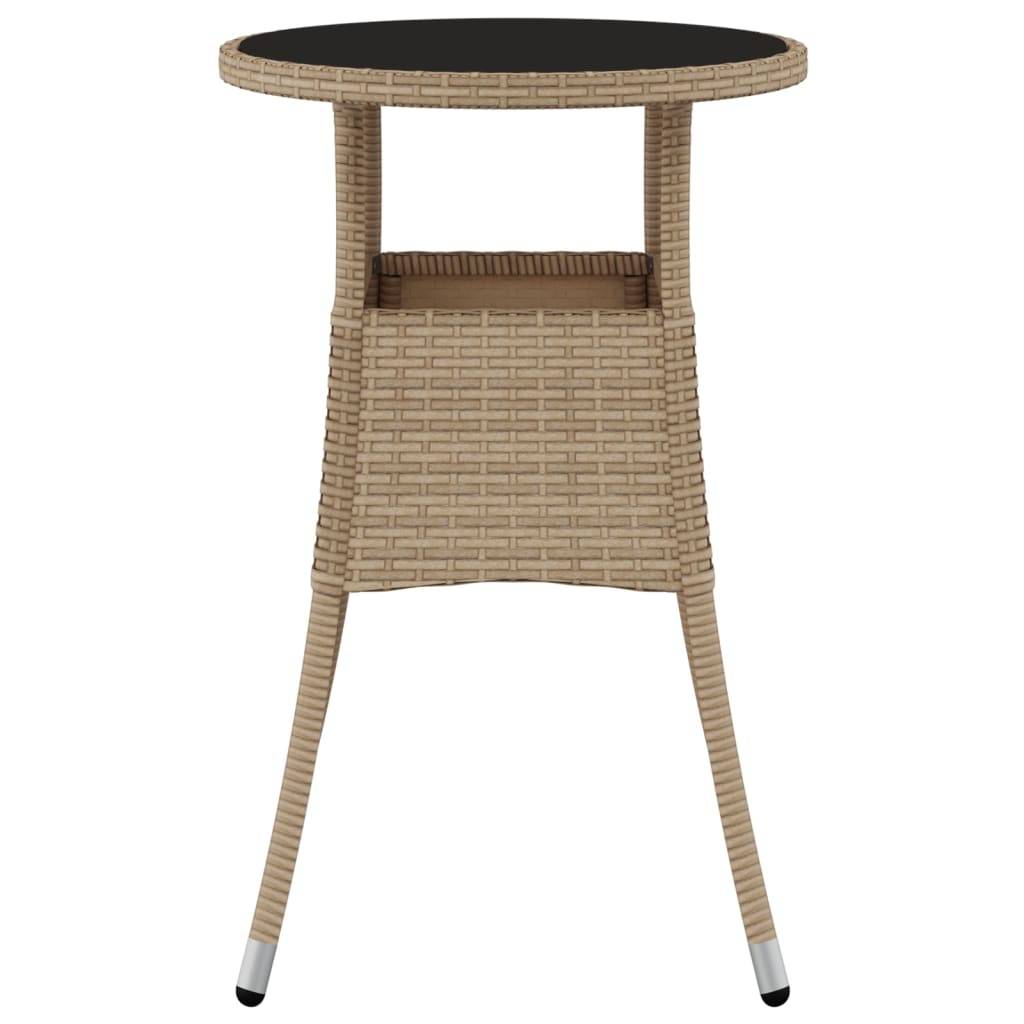 vidaXL Gartentisch Ø60x75 cm Hartglas und Poly Rattan Beige