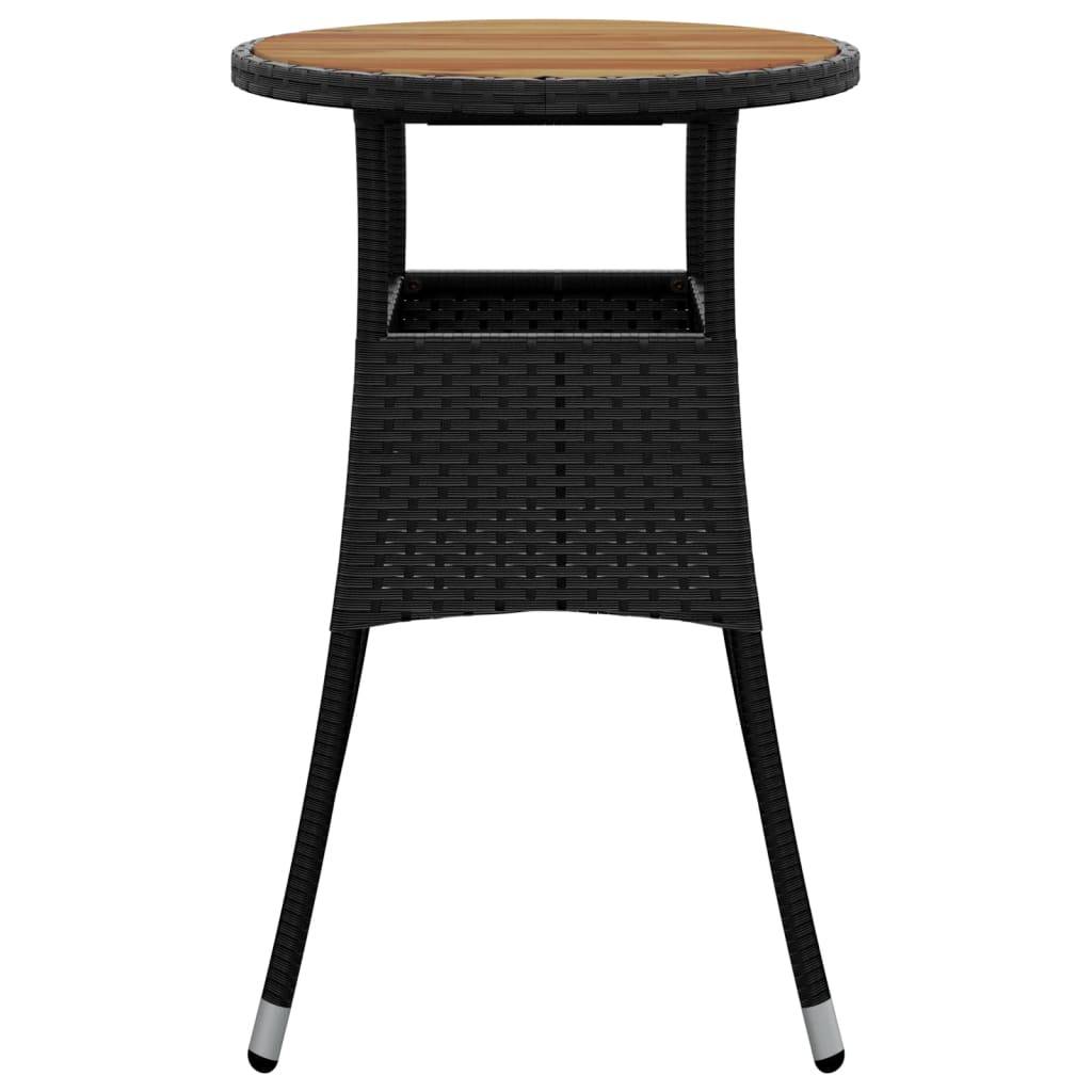 vidaXL Gartentisch Ø60x75 cm Akazienholz und Poly Rattan Schwarz