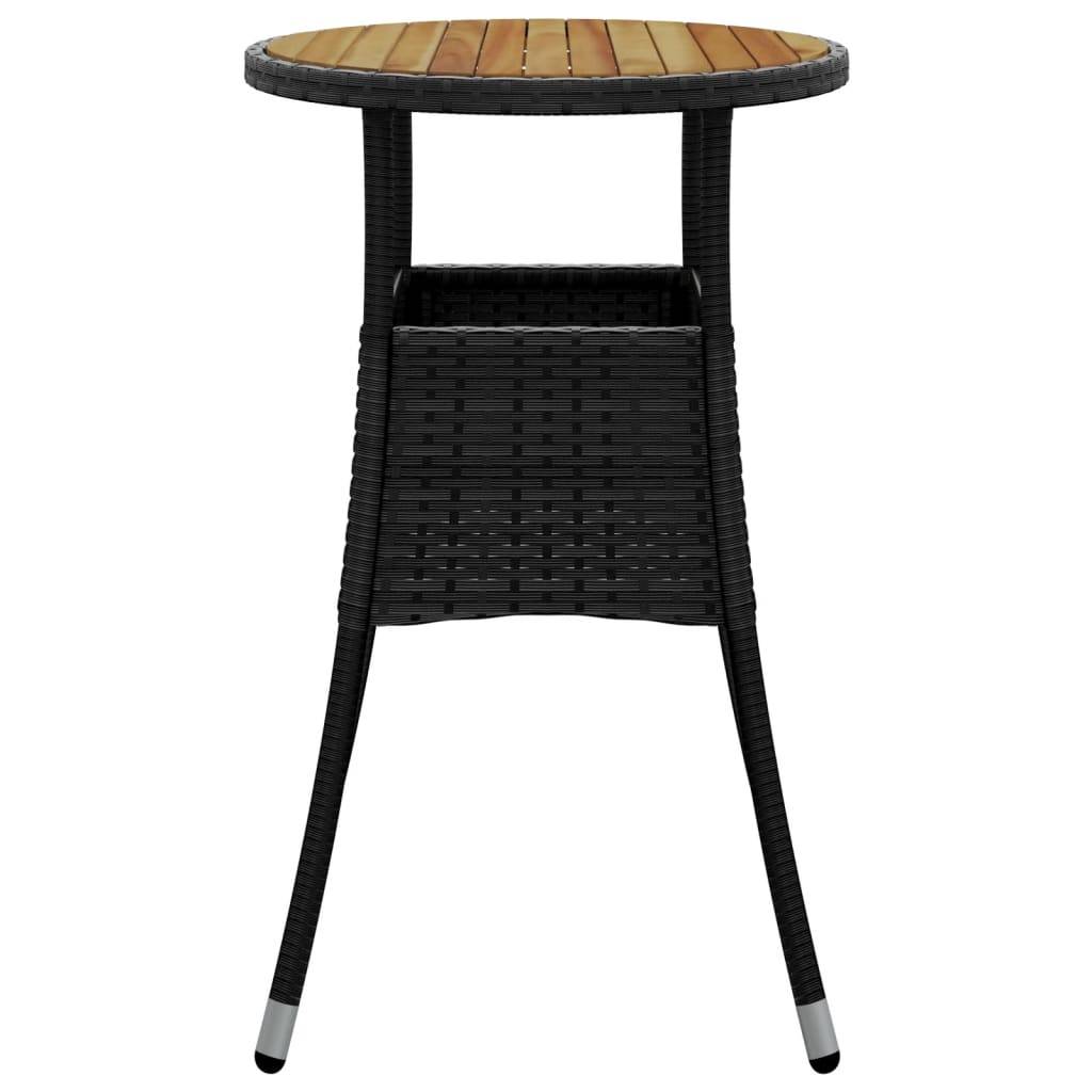 vidaXL Gartentisch Ø60x75 cm Akazienholz und Poly Rattan Schwarz