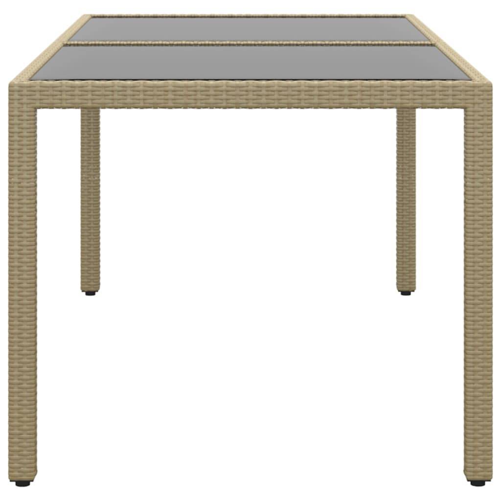 vidaXL Gartentisch 150x90x75 cm Hartglas und Poly Rattan Beige