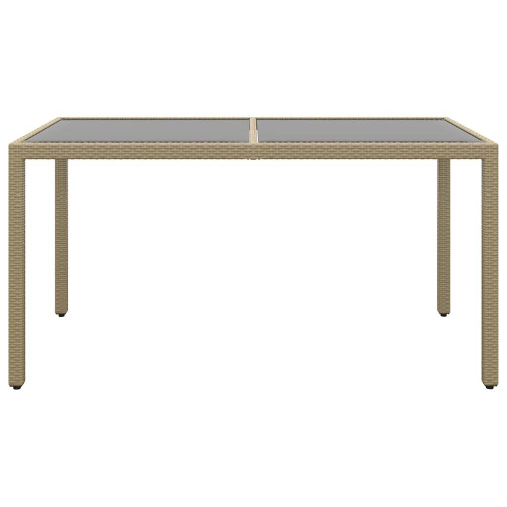 vidaXL Gartentisch 150x90x75 cm Hartglas und Poly Rattan Beige
