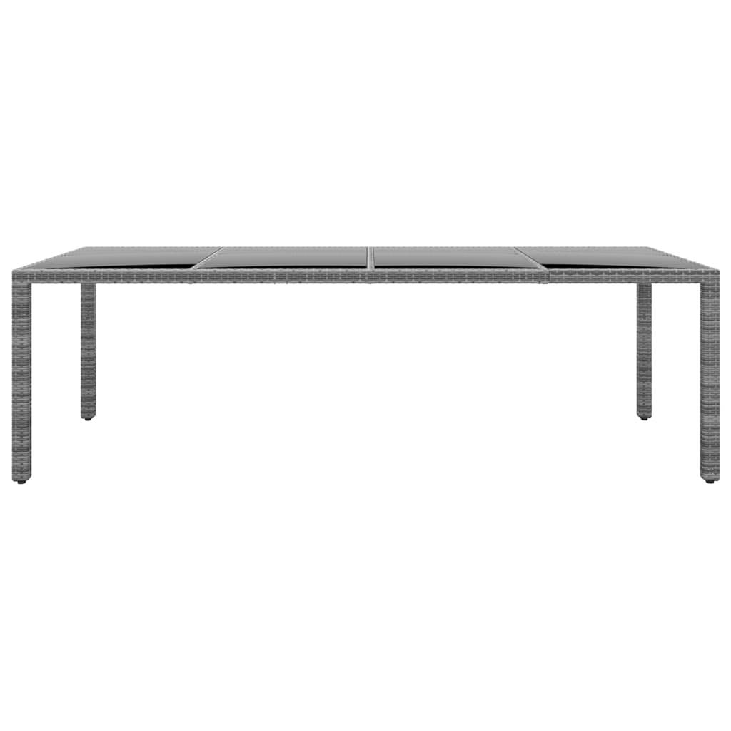 vidaXL Gartentisch 250x100x75 cm Hartglas und Poly Rattan Grau
