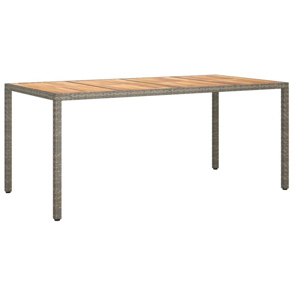 vidaXL Gartentisch 190x90x75 cm Poly Rattan und Akazienholz Grau