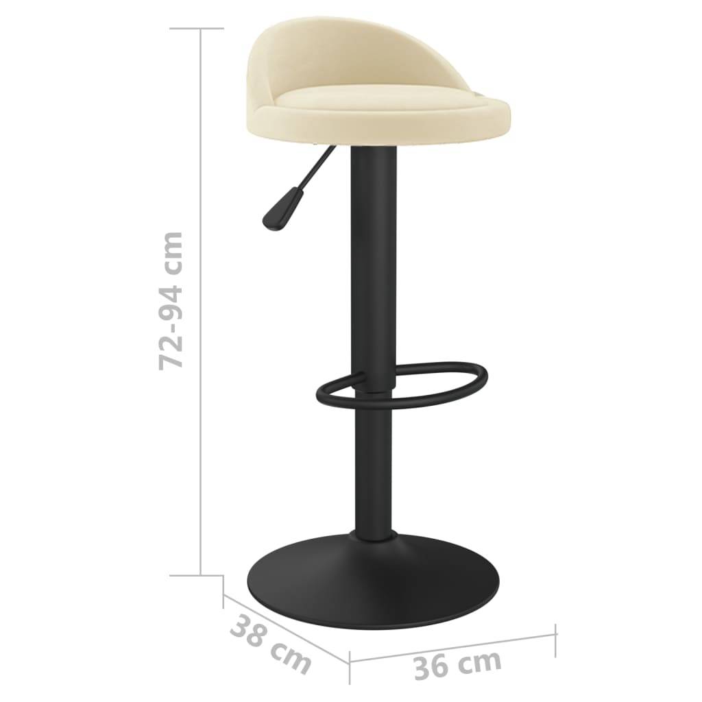 vidaXL Barhocker 2 Stk. Creme Samt