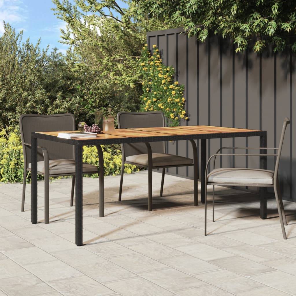 vidaXL Gartentisch 190x90x75 cm Poly Rattan und Akazienholz Schwarz