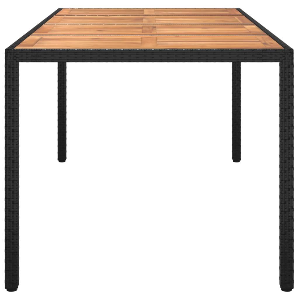 vidaXL Gartentisch 190x90x75 cm Poly Rattan und Akazienholz Schwarz