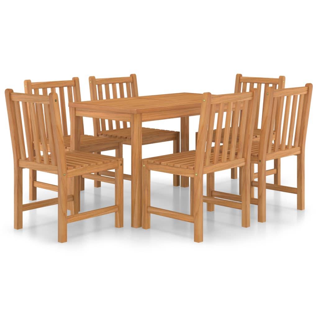 vidaXL 7-tlg. Garten-Essgruppe Teak Massivholz