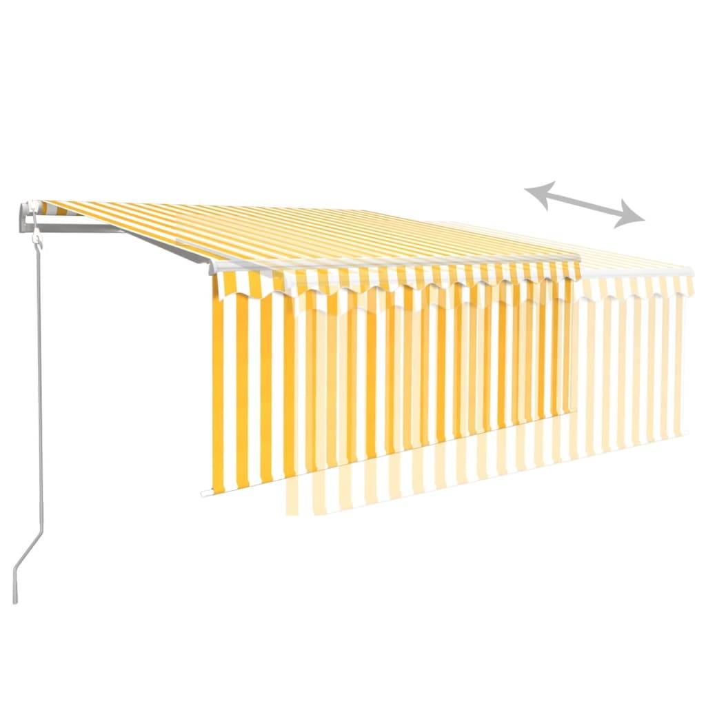 vidaXL Markise Automatisch mit Rollo LED Windsensor 3,5x2,5m Gelb Weiß