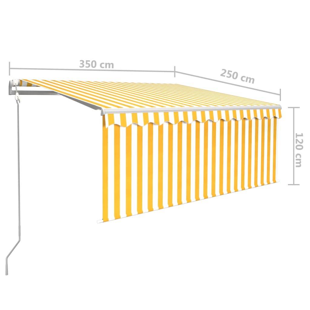 vidaXL Markise Automatisch mit Rollo LED Windsensor 3,5x2,5m Gelb Weiß