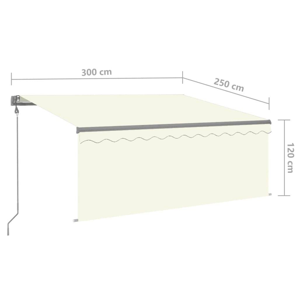 vidaXL Markise Automatisch mit Rollo LED Windsensor 3x2,5 m Creme