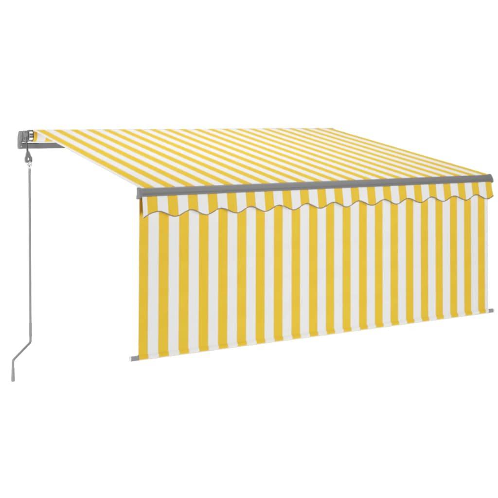 vidaXL Markise Automatisch mit Rollo LED Windsensor 3x2,5m Gelb Weiß