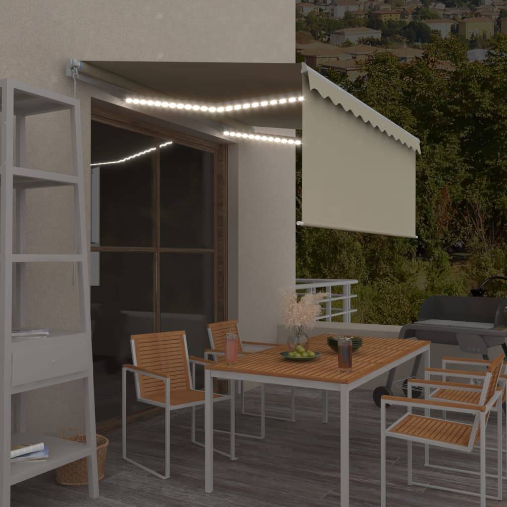 vidaXL Markise Manuell Einziehbar mit Rollo & LED 3,5x2,5 m Creme
