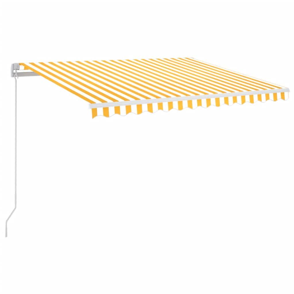 vidaXL Markise Manuell Einziehbar mit LED 350x250 cm Gelb und Weiß